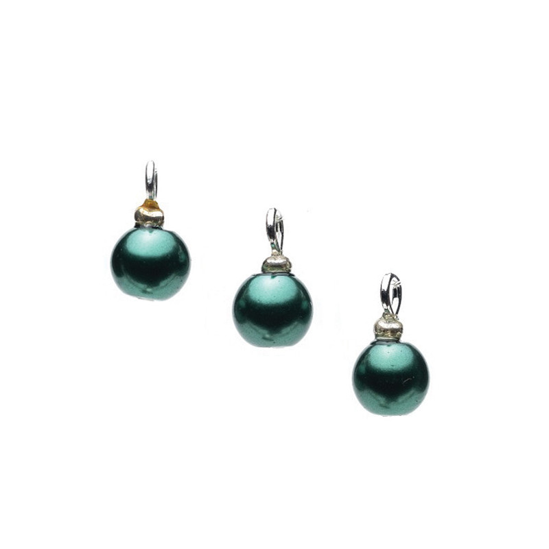 Green Pearl Ornaments, 3pc