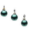 Green Pearl Ornaments, 3pc