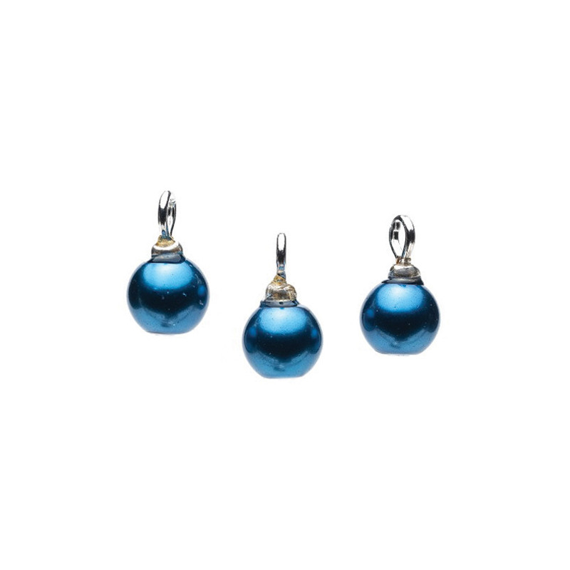 Royal Blue Pearl Ornaments, 3pc