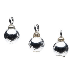 Shiny Silver Ornaments, 3pc