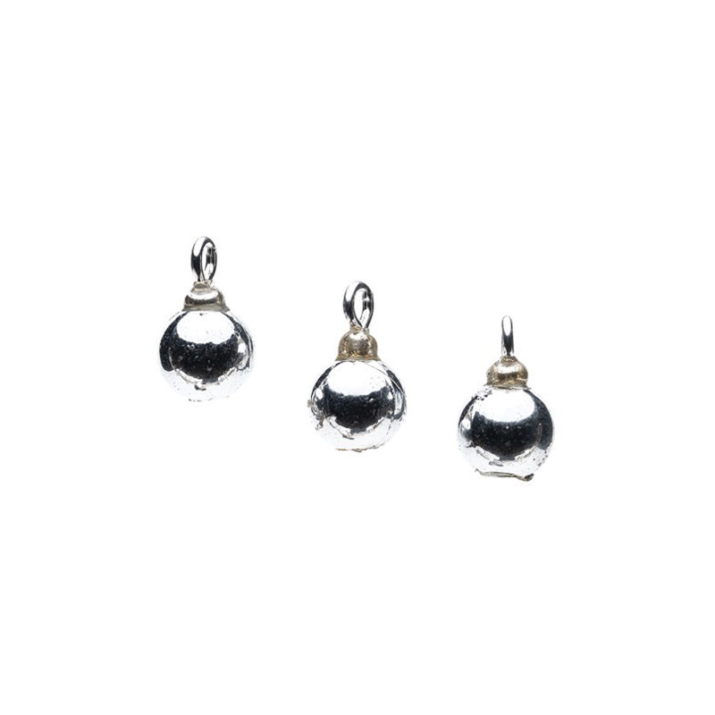 Shiny Silver Ornaments, 3pc