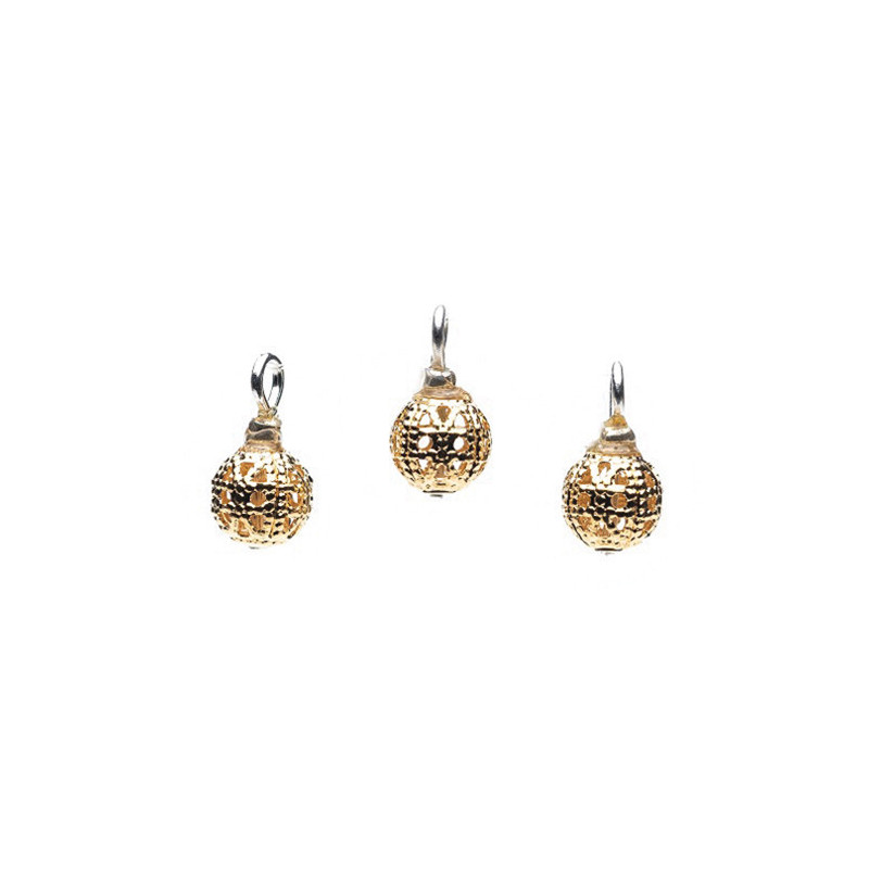 Gold Filigree Ornaments, 3pc