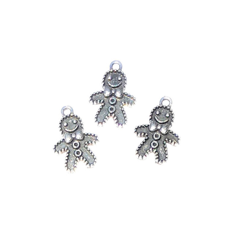 Silver Gingerbread Man Ornament, 3 PK
