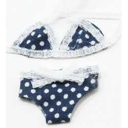 Bikini, Dark Blue w/ White Polka Dots