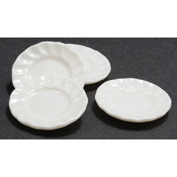 White Fluted Edge Plates, 4PC