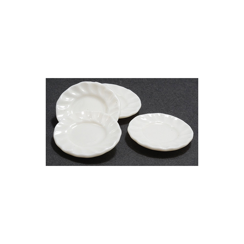 White Fluted Edge Plates, 4PC