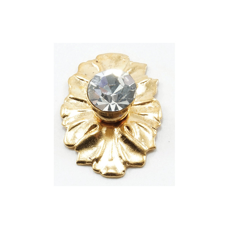 Crystal Medallion Knob  Brass  2 Pk