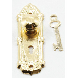 Opryland Door Handle Set with Key  Brass