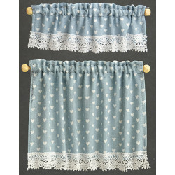 Blue Nursery Hearts Cottage Curtains