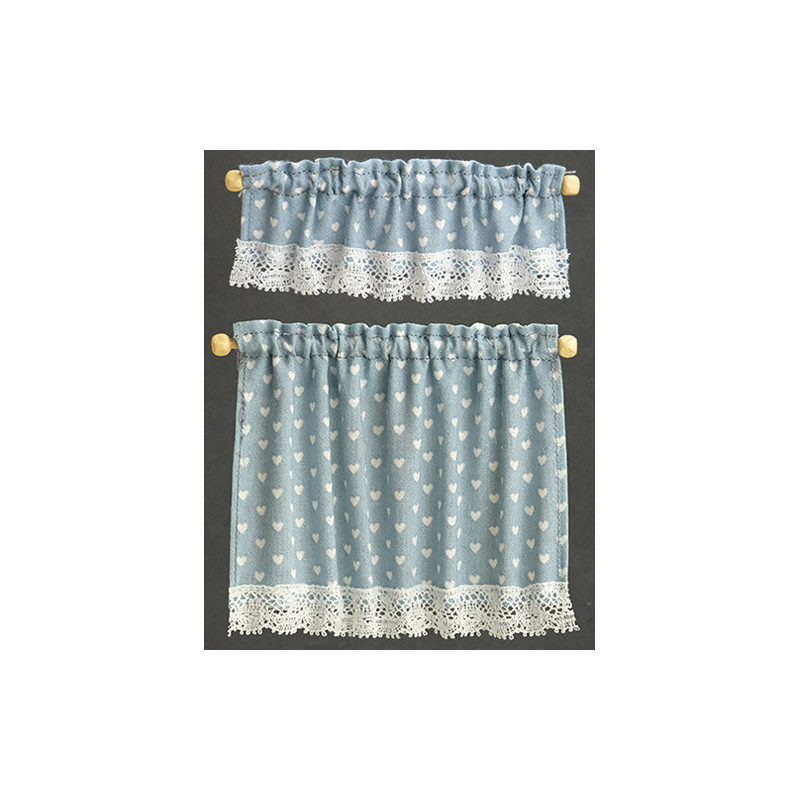 Blue Nursery Hearts Cottage Curtains