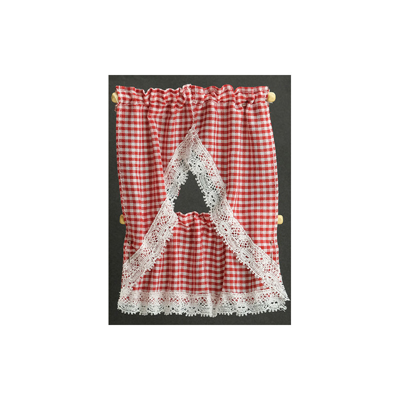 Gingham Red Kitchen Curtains