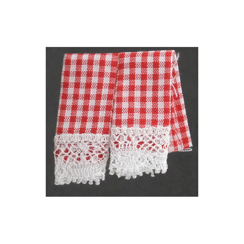 KITCHEN DISH TOWELS, GINGHAM RED