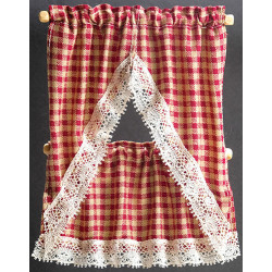 KITCHEN CURTAINS: COUNTRY RED CHECK