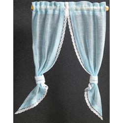 DEMI CURTAINS: TIE BACK, BLUE