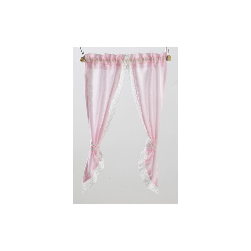 DEMI CURTAINS: TIE BACK, PINK