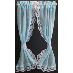 TIE BACK: RUFFLED SHEER 7 IN, BLUE