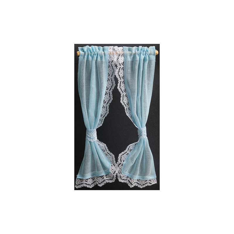 TIE BACK: RUFFLED SHEER 7 IN, BLUE