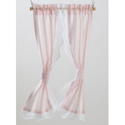Pink Ruffled Sheer Curtain
