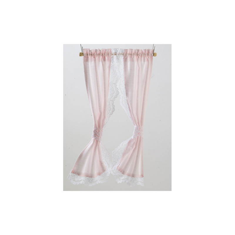 Pink Ruffled Sheer Curtain