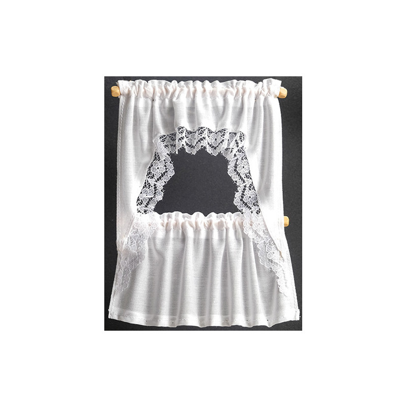 CURTAINS: RUFFLED CAPE SET, WHITE