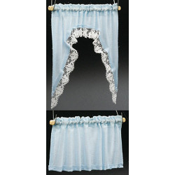 CURTAINS: RUFFLED CAPE SET, BLUE