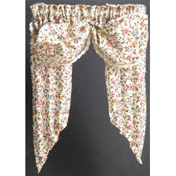 VALANCE: DOUBLE BALLOON, ROSEBUD FLORAL