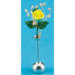 Single Rose, Yw, Asst. Alum & Brass Vase