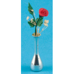 SINGLE ROSE,RD,ASST ALUM. & BRASS VASES