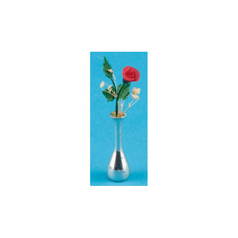SINGLE ROSE,RD,ASST ALUM. & BRASS VASES