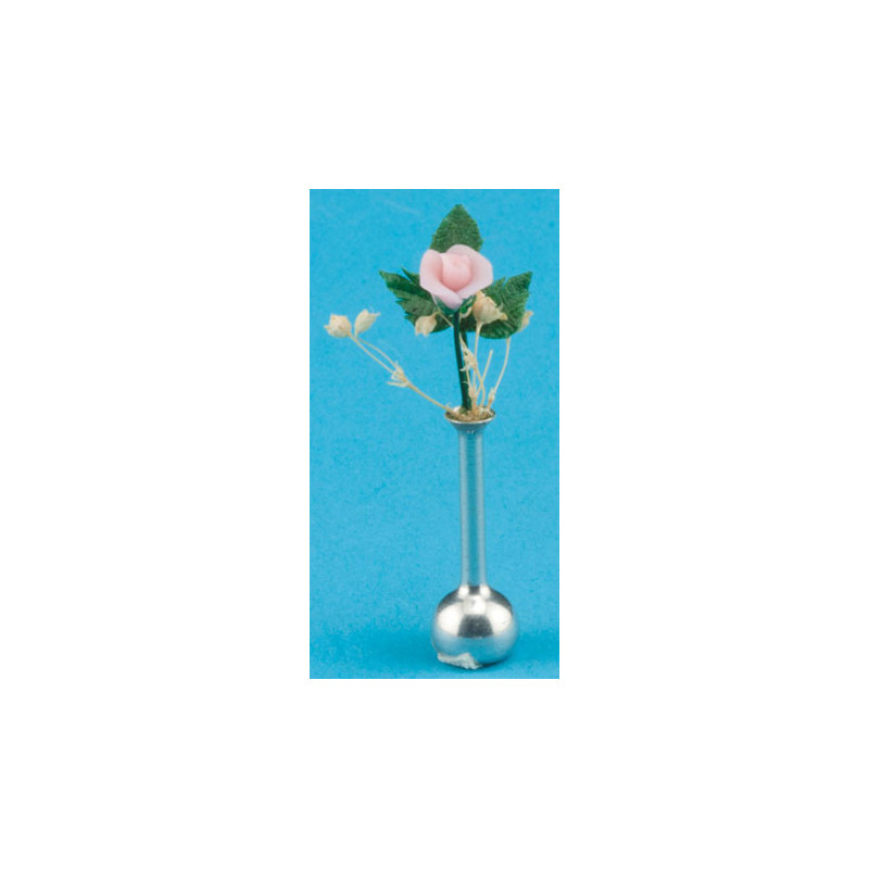 Single Rose,lt Pk,asst Alum Vases