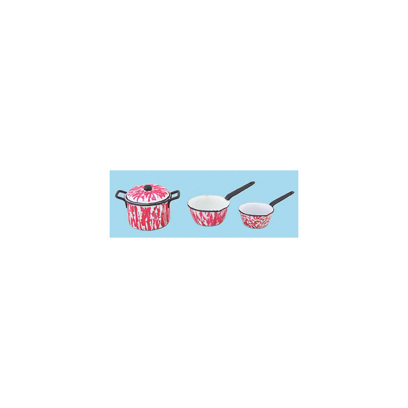 POT W/LID 2 SAUCE PANS FLOW RED