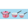 POT W/LID 2 SAUCE PANS FLOW RED