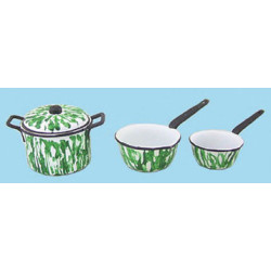 POT W/LID/2 SAUCE PANS FLOW GREEN