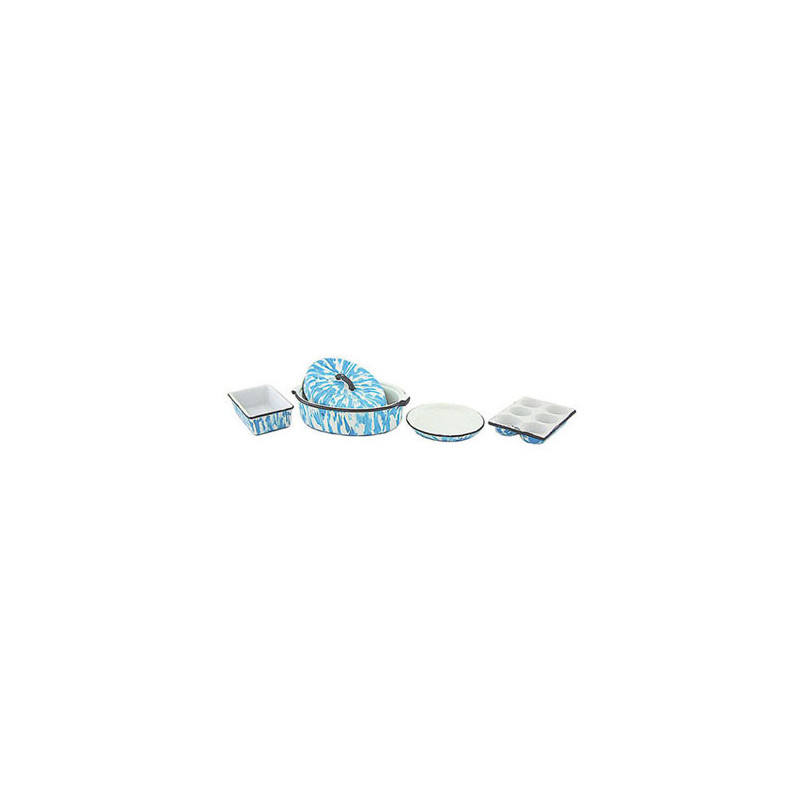 ROASTER/PAN SET 5PCS FLOW BLUE