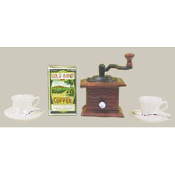 COFFEE GRINDER-2 CUPS/SAUCERS/SPOONS/COF