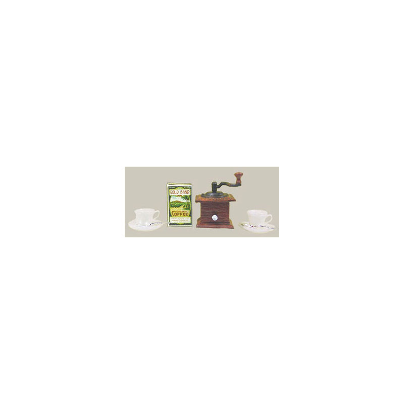 COFFEE GRINDER-2 CUPS/SAUCERS/SPOONS/COF