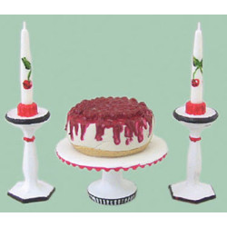 CHEESECAKE ON DISH W/CANDLESTICKS