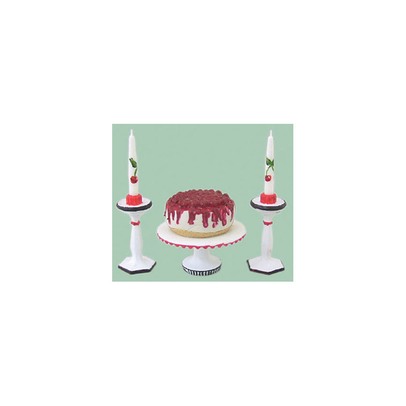 CHEESECAKE ON DISH W/CANDLESTICKS