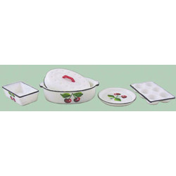 ROASTER/PAN SET 5PCS PAINTED CHERRIES