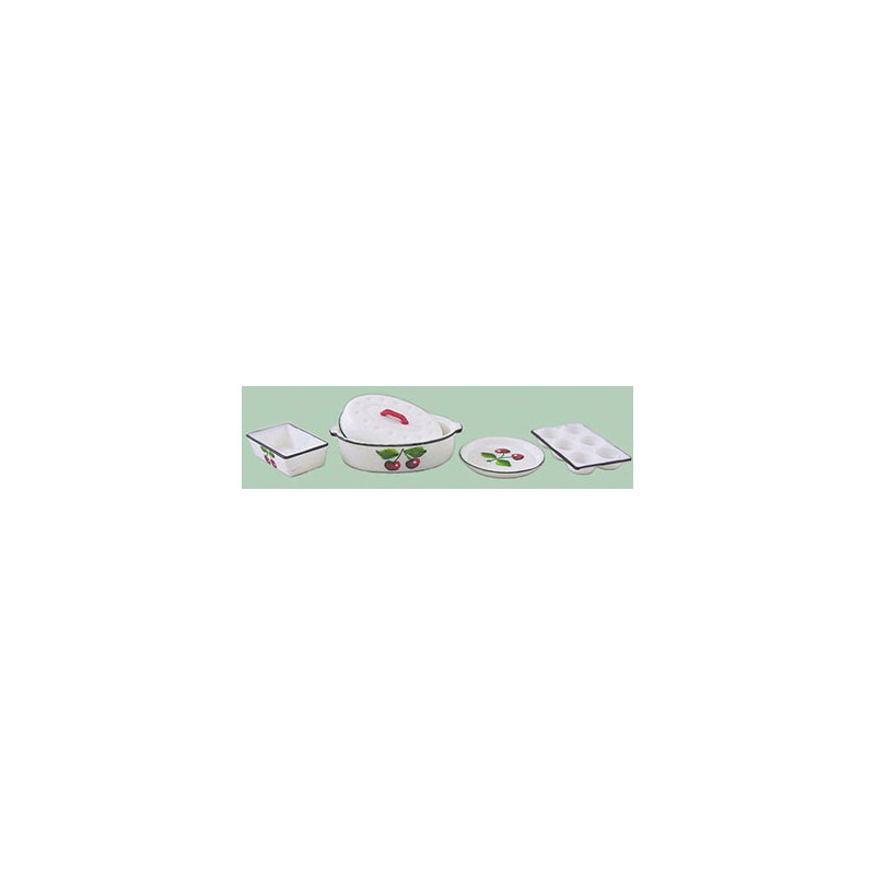 ROASTER/PAN SET 5PCS PAINTED CHERRIES