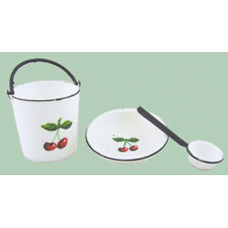 PAIL/DIPPER/BASIN CHERRIES PAINTED