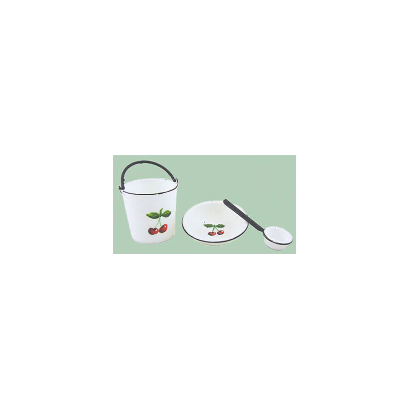 PAIL/DIPPER/BASIN CHERRIES PAINTED