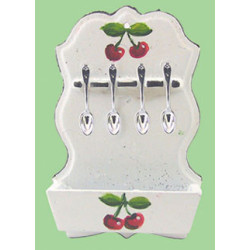 SPOON RACK W/CHERRY DESIGN 4 SPOONS