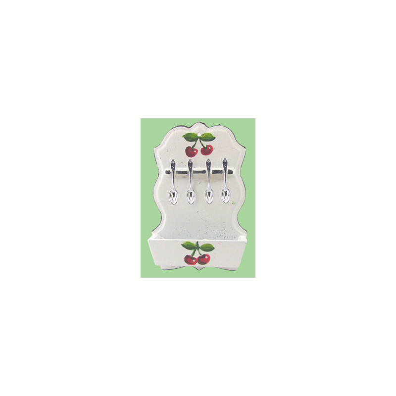 SPOON RACK W/CHERRY DESIGN 4 SPOONS
