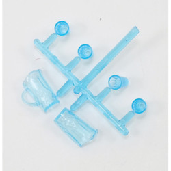CRYSTAL PITCHER W/4 TUMBLERS, KIT, BLUE