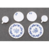 DECORATED DISHES, BLUE, 6/PC