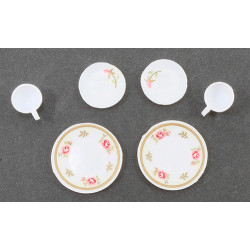 DECORATED DISHES, PINK, 6/PC