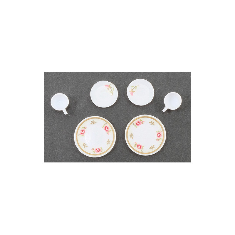 DECORATED DISHES, PINK, 6/PC