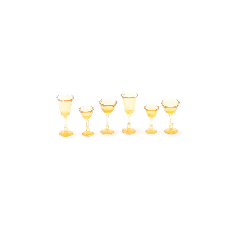 6 PCS, STEMWARE, AMBER