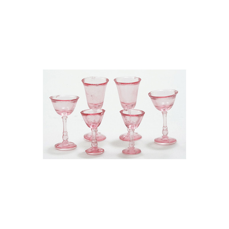 6 PCS., STEMWARE, PINK